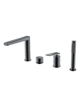 Смеситель Boheme 370-SGM на борт ванны, с душевым гарнитуром, однозахватный, графит глянц