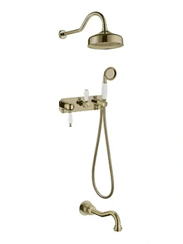 Душевая система Boheme 308 встраиваемая, верхний душ 208мм, лейка 77мм, излив бронза