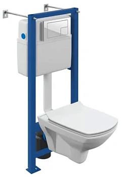 Инсталляция Cersanit VECTOR+кнопка CORNER белая+Унитаз CARINA XL+Сиденье микролифт SLIM 64119