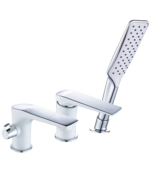 Смеситель на борт ванны Lemark LM5945CW на 3 отверстия, хром/белый