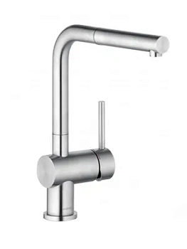 Смеситель KLUDI L 45851F877 для кухни, однозахватный, выдвижной поворотный излив, нерж. сталь