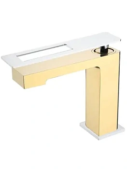 Смеситель Boheme 141-GCR для раковины, на 1 отверстие, однозахватный, золото+хром