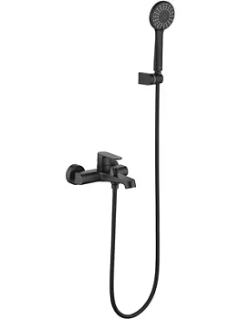 Смеситель для ванны/душа Aquatek AQ1249MB настенный, с душевым гарнитуром, черный матовый