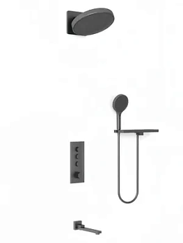 Душевая система Vincea термостатическая,с полкой,верхний и ручной душ,вороненая сталь VSFW-433TI3RGM
