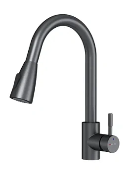 Смеситель для кухни AM.PM F85B07522 однозахватный, вытяжной излив, черный мат
