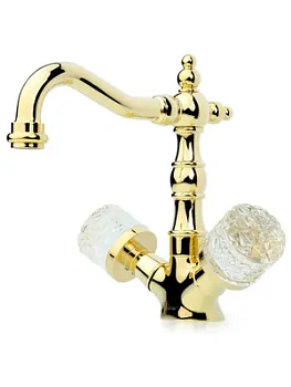 Смеситель Boheme 292-CRST для раковины, на 1 отверстие, двухзахватный, золото