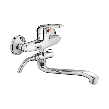 Смеситель Ledeme Н39-В настенный, для ванны и душа, поворотный излив, с душевой лейкой, хром L2139-B