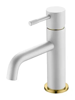 Смеситель Boheme 461-WG для раковины, на 1 отверстие, однозахватный, белый+золото