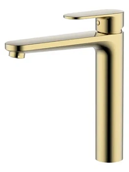 Смеситель для раковины Aquatek AQ1804BG однозахватный, излив 187мм, б/дон. клап., золото шлиф