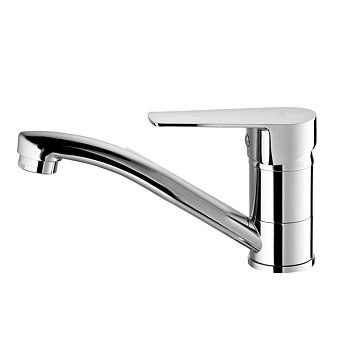 Смеситель для кухни VODA HI 15 однозахватный, низкий поворотный излив, цвет: хром