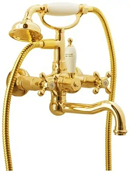 Смеситель Boheme Oro 293 для ванны/душа, настенный, двухзахв, лейка 1 режим, золото