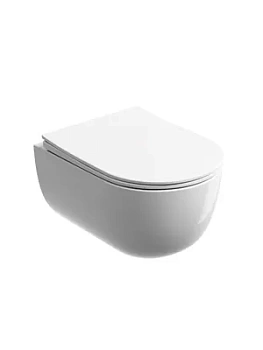 Унитаз подвесной Ceramicanova 490х355х320 безободковый, с сиденьем, белый CN6063