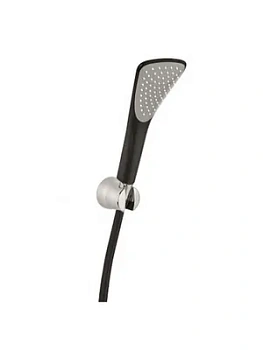 Душевой гарнитур KLUDI 1S лейка 1 режим, шланг 1250мм, держатель, матов.черный/хром 6765087-00