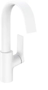 Смеситель Hansgrohe 75030700 для раковины, поворотный излив 210, сливной гарнитур, мат.белый
