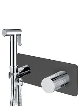 Смеситель Boheme 127-BCR встраиваемый, с гиг душем, однозахв, ручка:diamond, черный+хром