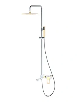 Душевой комплект Boheme 148-CRG настенный, однозахватный, верхний/ручной душ, хром+золото