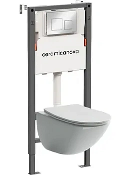 Комплект Подвесной унитаз Mono Rimless+Система инсталляции , кнопка Square, хром глянцевый CN1905_121002CH