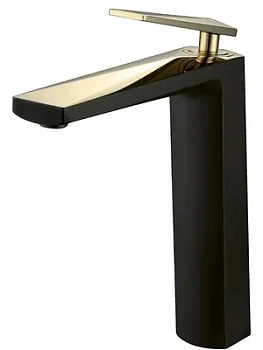 Смеситель Boheme 382-B для раковины, на 1 отверстие, однозахватный, черный+золото