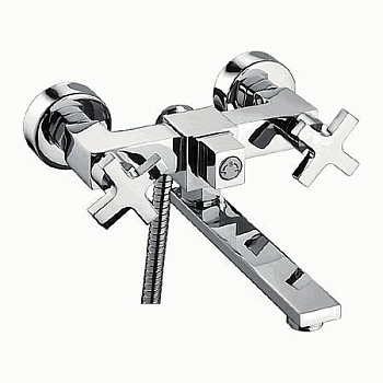 Смеситель Ledeme Н84 настенный, для ванны и душа, двухзахватный, с душевой лейкой, хром L3184