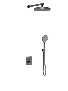 Душевая система Vincea термостатический,верхний и ручной душ,вороненая сталь VSFW-3I21T2GM