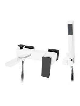 Смеситель Boheme 143-CRB.2 для ванны/душа, настенный, однозахв, с ручным душем, хром+черный