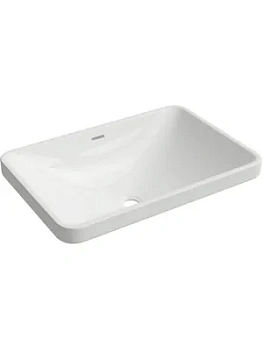 Раковина накладная Aqueduto 600х410х170 прямоугольная, с переливом, белый глянцевый INS0210