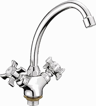 Смеситель Ledeme Н11 для кухни, с поворотным изливом, двухзахватный, хром L4911