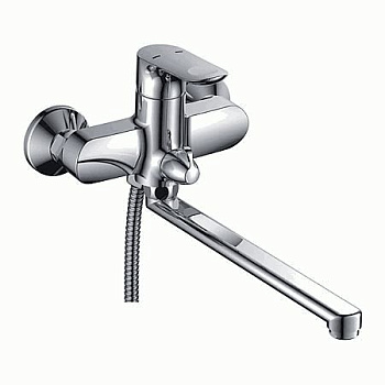 Смеситель Ledeme Н60 настенный, для ванны и душа, поворотный излив, с душевой лейкой, хром L2260