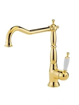 Смеситель для кухни Migliore выс.поворотный излив, золото/ручка белая ML.CUC-6382.BI.DO