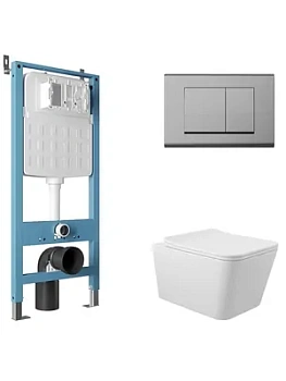 Инсталляция Aqueduto TECNICA NOVO + унитаз с сиденьем + клавиша смыва QUADRADO AQDS102