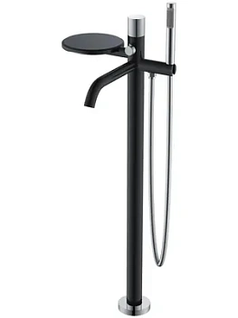 Смеситель Boheme 129-BCR для ванны/душа, напольный, с ручным душем, ручка:diamond, черный+хром