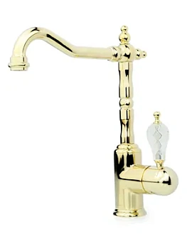 Смеситель Boheme Oro 102-CRST для кухни, на 1 отверстие, однозахватный, золото