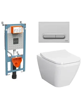 Комплект: Инсталляция Vitra + клавиша хром + Унитаз Square + сиденье микролифт 9856B003-7206