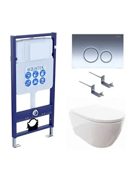 Комплект Инсталляция+Унитаз с сиденьем микролифт+Кнопка Aquatek SET AQUATEK ПОЛАРИС-01-018 4в1