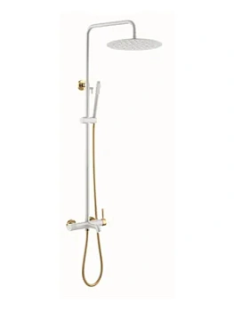 Душевая система Boheme 468-WG настенная, однозахватная, верхний/ручной душ, белый+золото