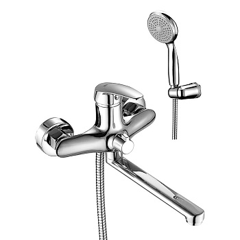 Смеситель для ванны/душа Lemark LM0417C однозахватный, излив 249мм, душевой комплект, хром