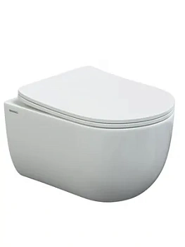 Унитаз подвесной Berges 490х360х340 безободковый, сиденье с микролифтом, белый 082135