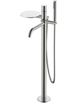Смеситель Boheme 129-NB для ванны/душа, напольный, с ручным душем, ручка:diamond, никель браш