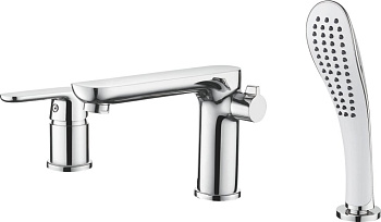 Смеситель Ledeme на борт ванны, с душевой лейкой, однозахватный, хром L1153
