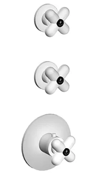 Смеситель для душа Fantini 0602B термостат, на 3 секции, 3/4", хром/красный/белый/черный