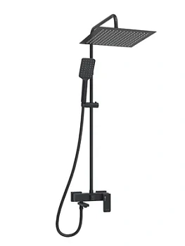 Душевая система WasserKRAFT A277.162.130.BM настенный смеситель, верхний/ручной душ, черный матовый