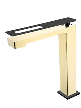 Смеситель Boheme 142-GB для раковины, на 1 отверстие, однозахватный, золото+черный