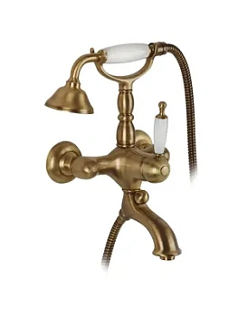 Смеситель для ванны/душа Migliore настенный, ручка белая, бронза ML.OXF-6302.BI.BR