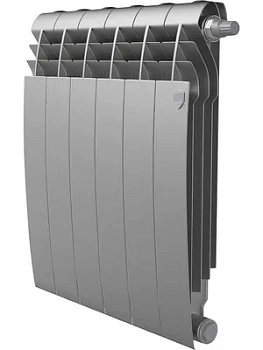 Радиатор биметаллический, 6 секций ROYAL THERMO 500 Silver Satin, VR80 нижнее подкл