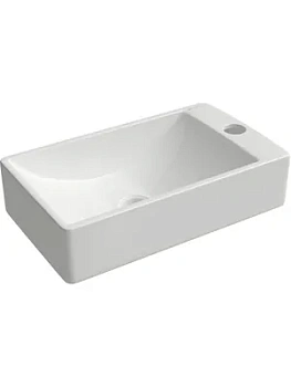 Раковина накладная Aqueduto 380х220х100, прямоугольная, мини правая, бел. глянцевая PEQR0210