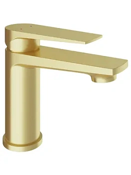 Смеситель для раковины Aqueduto LIN0250 однозахватный, низкий излив 106мм, шлифованное золото