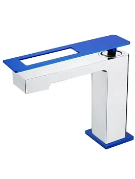 Смеситель Boheme 141-CRUW для раковины, на 1 отверстие, однозахватный, хром+синий