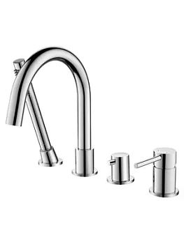 Смеситель Aquatek AQ1348CR на борт ванны, однозахватный, на 4 отверстия, с ручным душем, хром