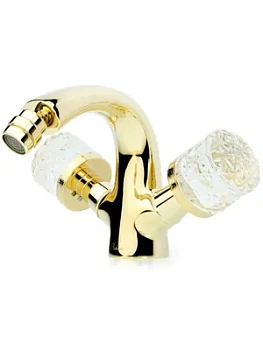 Смеситель Boheme 296-CRST для биде, на 1 отверстие, двухзахватный, золото