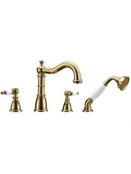 Смеситель Boheme 391 на борт ванны, с душевым гарнитуром, двухзахватный, бронза